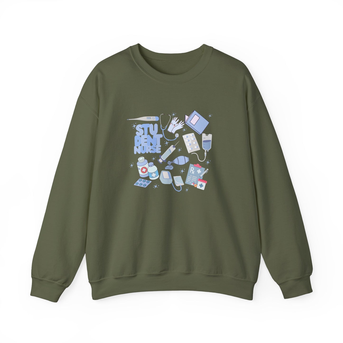 Student Nurse Blue Doodle Crewneck