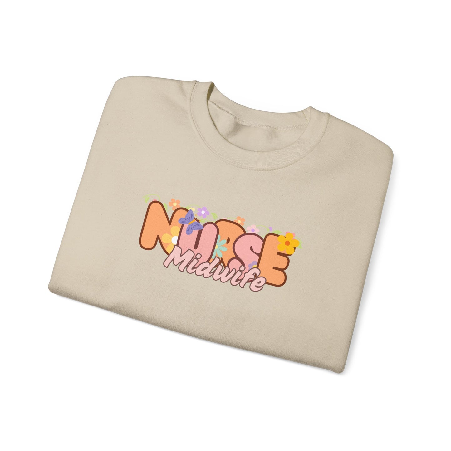 Midwife Nurse Floral Design Crewneck