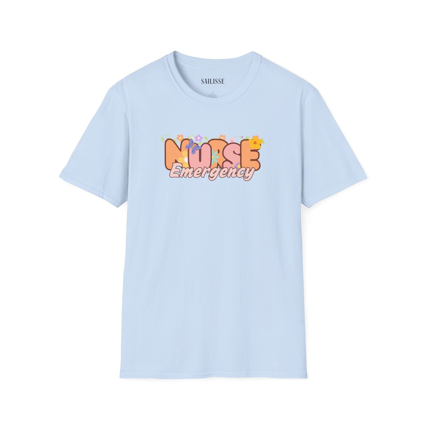 Emergency Nurse Floral Design Softstyle T-Shirt