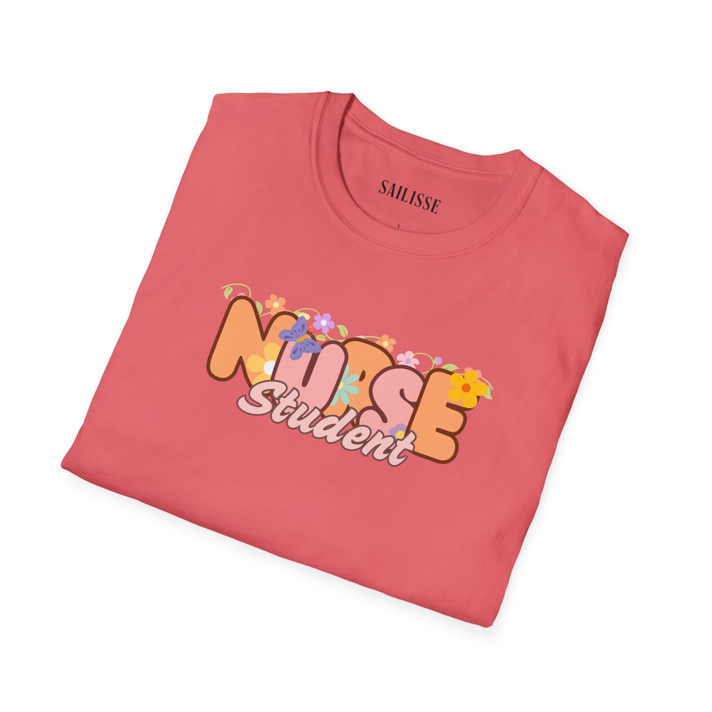 Student Nurse Floral Design Softstyle T-Shirt