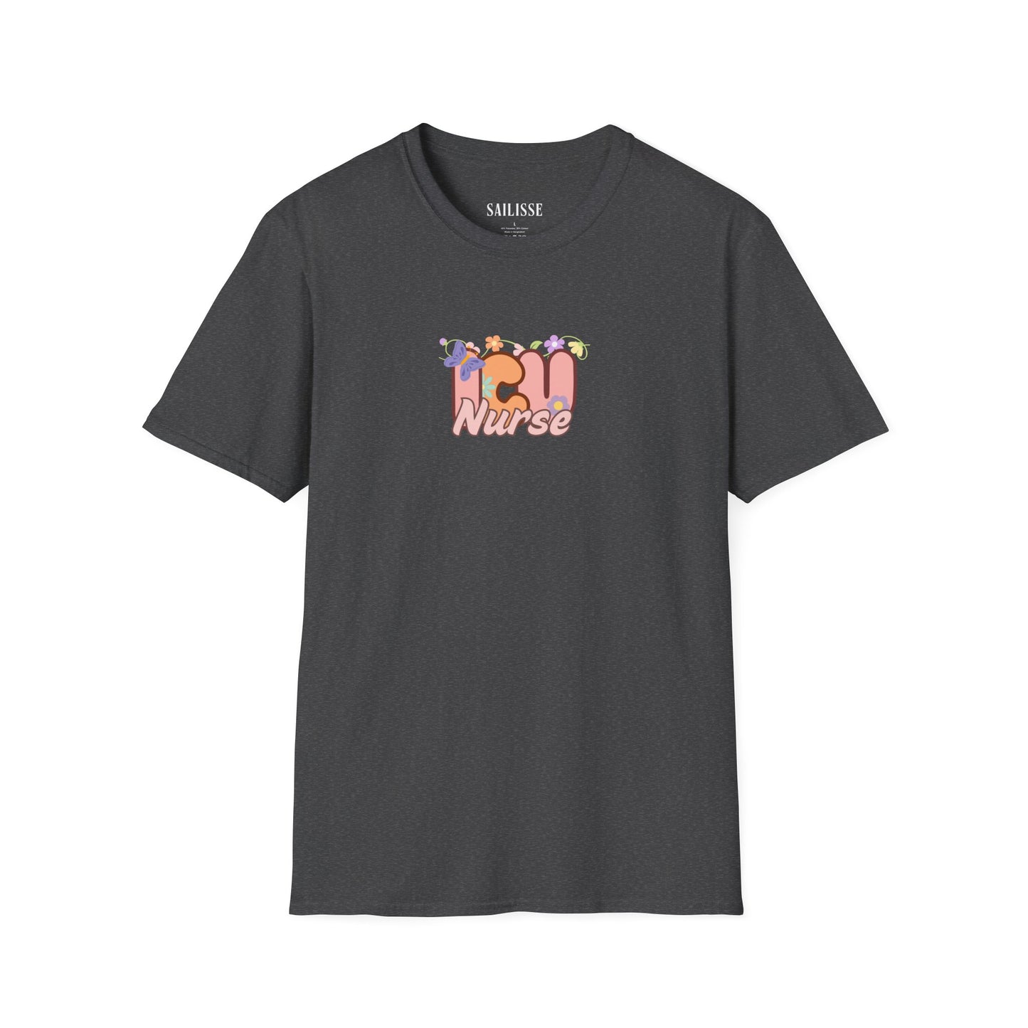 ICU Nurse Floral Design Softstyle T-Shirt