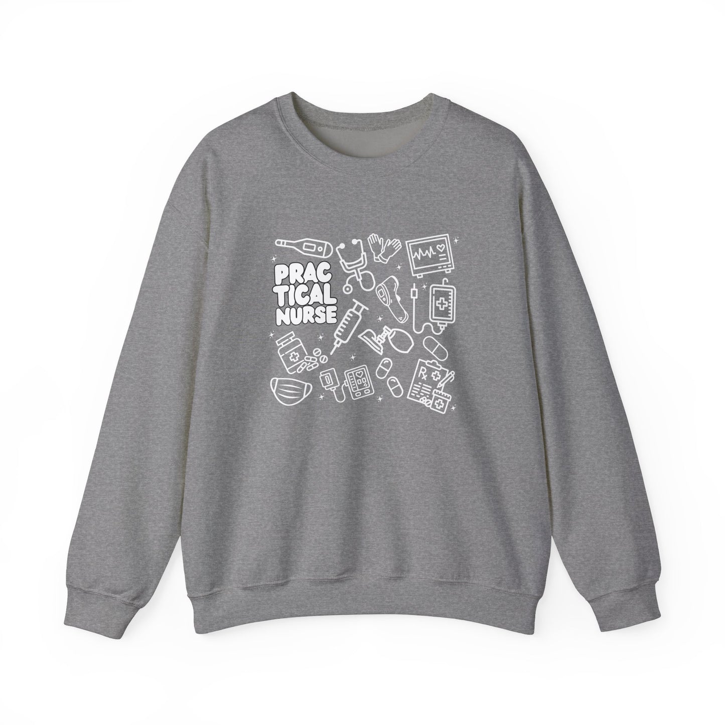 Practical Nurse White Outline Crewneck