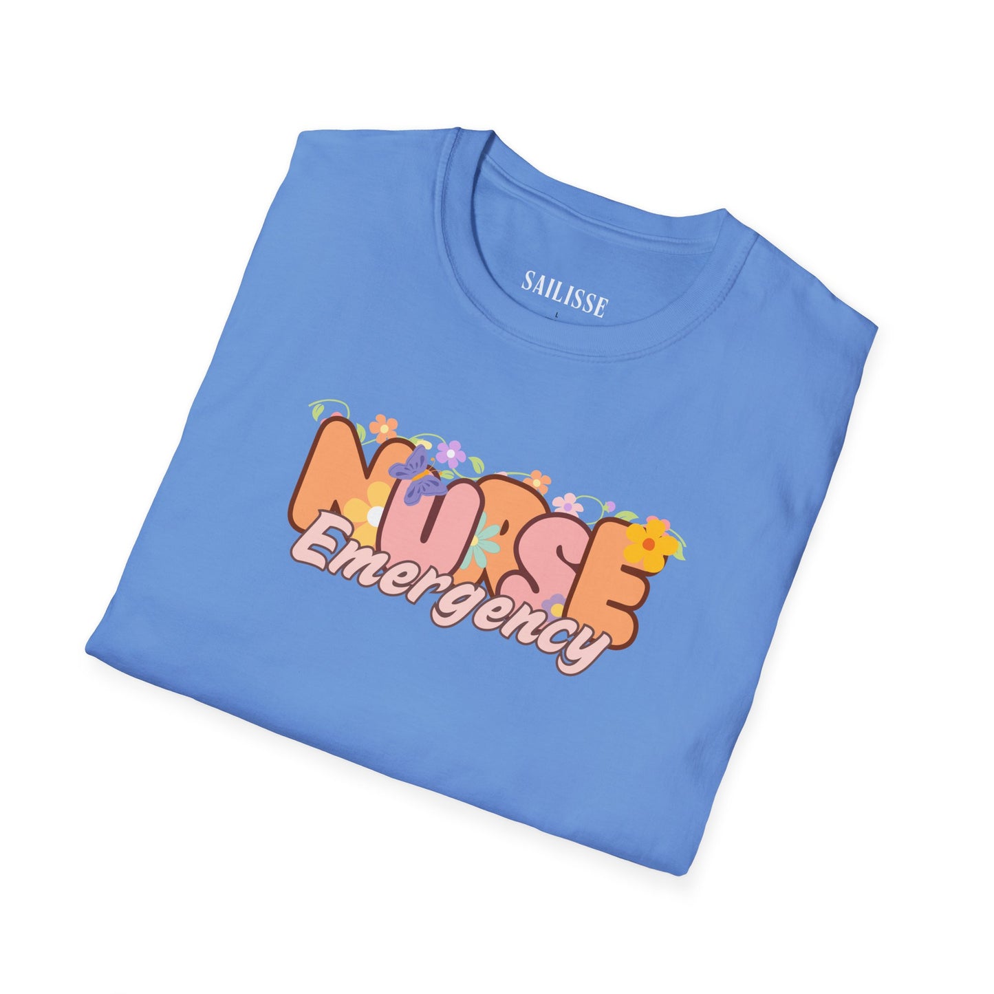 Emergency Nurse Floral Design Softstyle T-Shirt