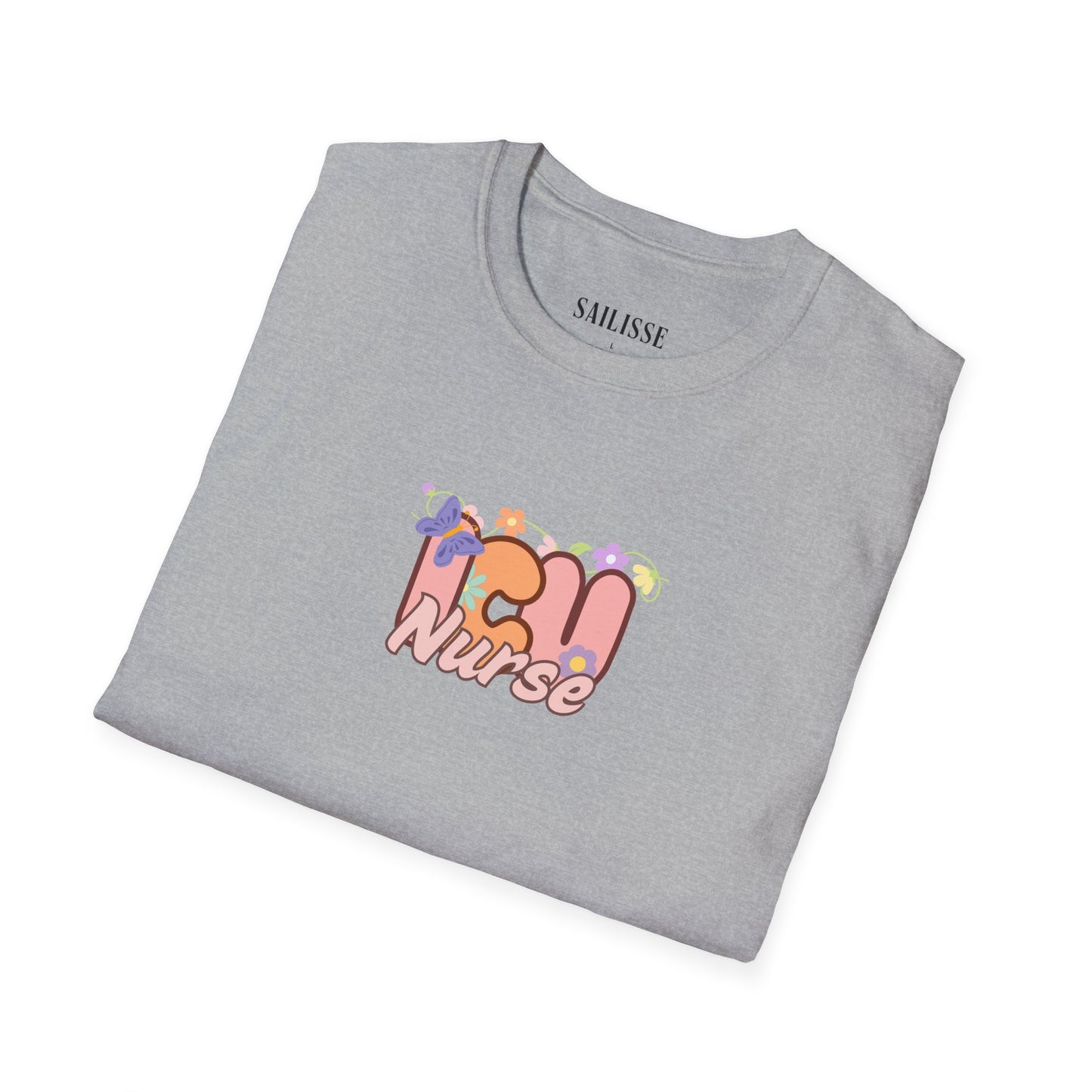 ICU Nurse Floral Design Softstyle T-Shirt