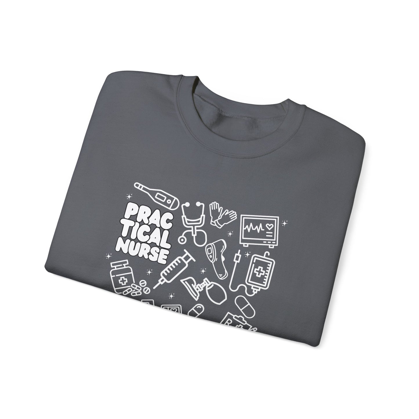 Practical Nurse White Outline Crewneck