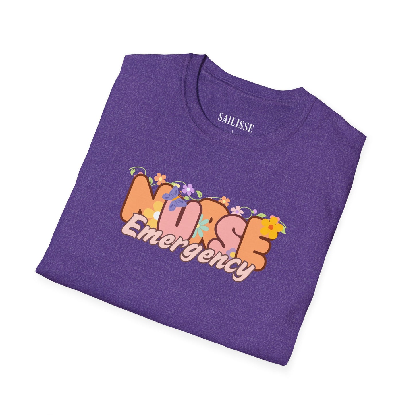 Emergency Nurse Floral Design Softstyle T-Shirt