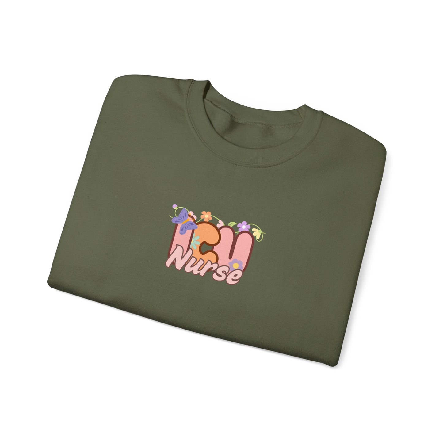 ICU Nurse Floral Design Crewneck