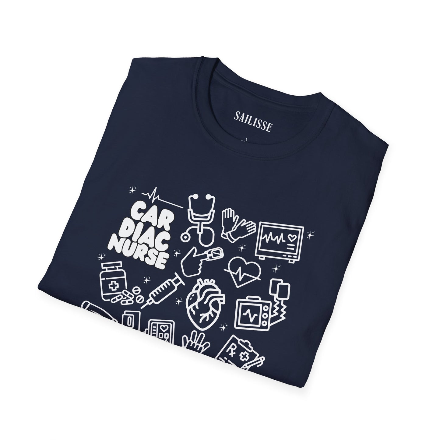Cardiac Nurse White Outline T-Shirt