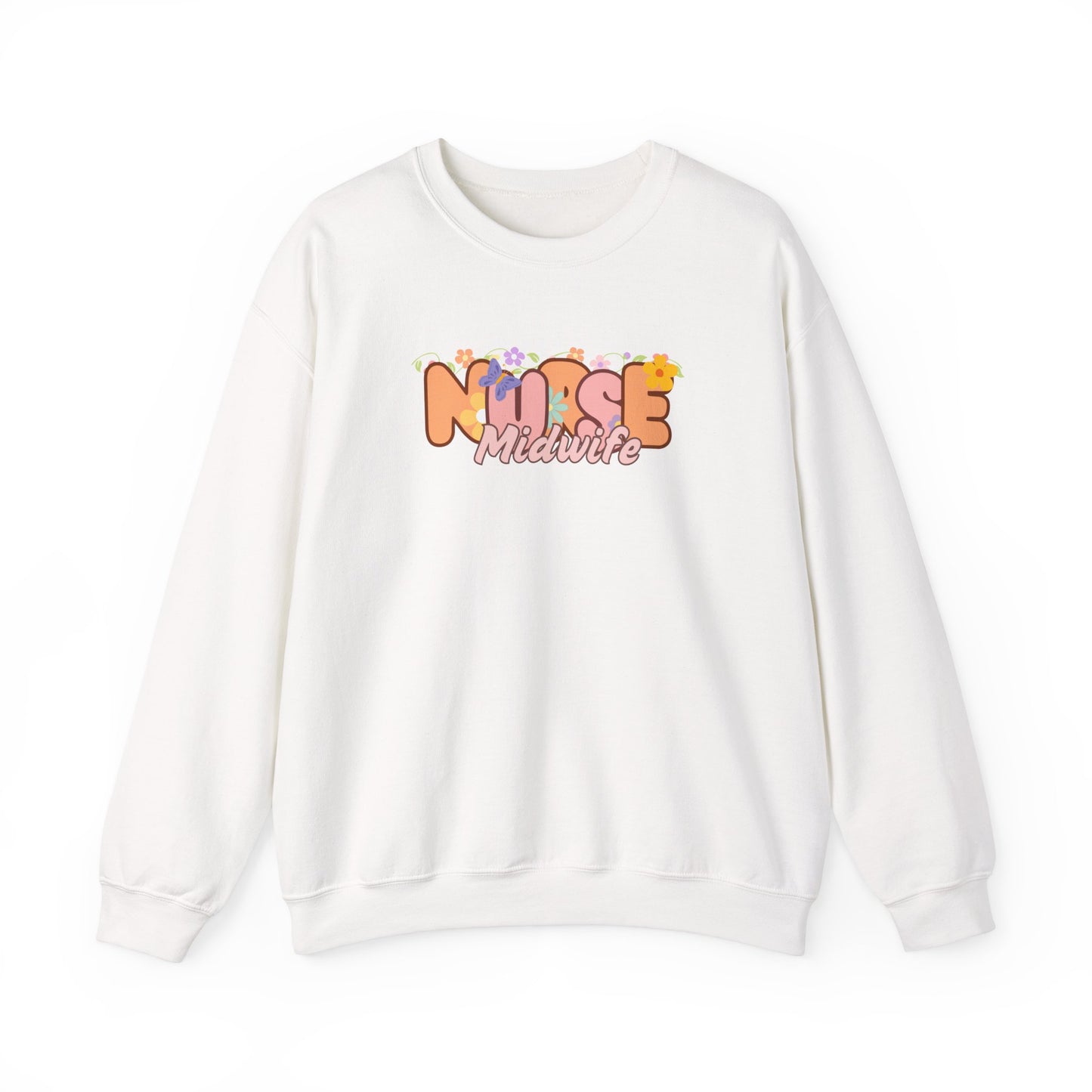 Midwife Nurse Floral Design Crewneck