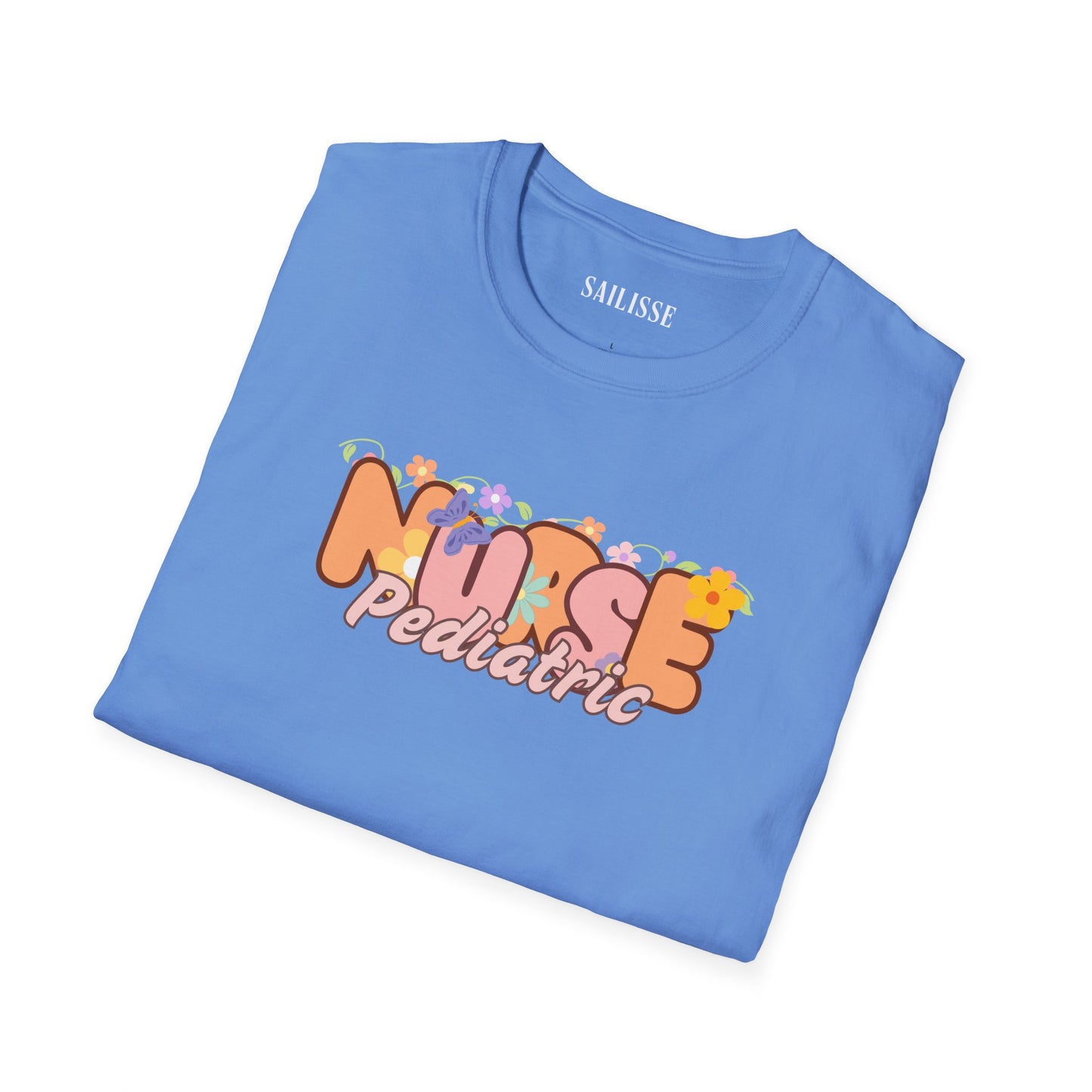 Pediatric Nurse Floral Design Softstyle T-Shirt