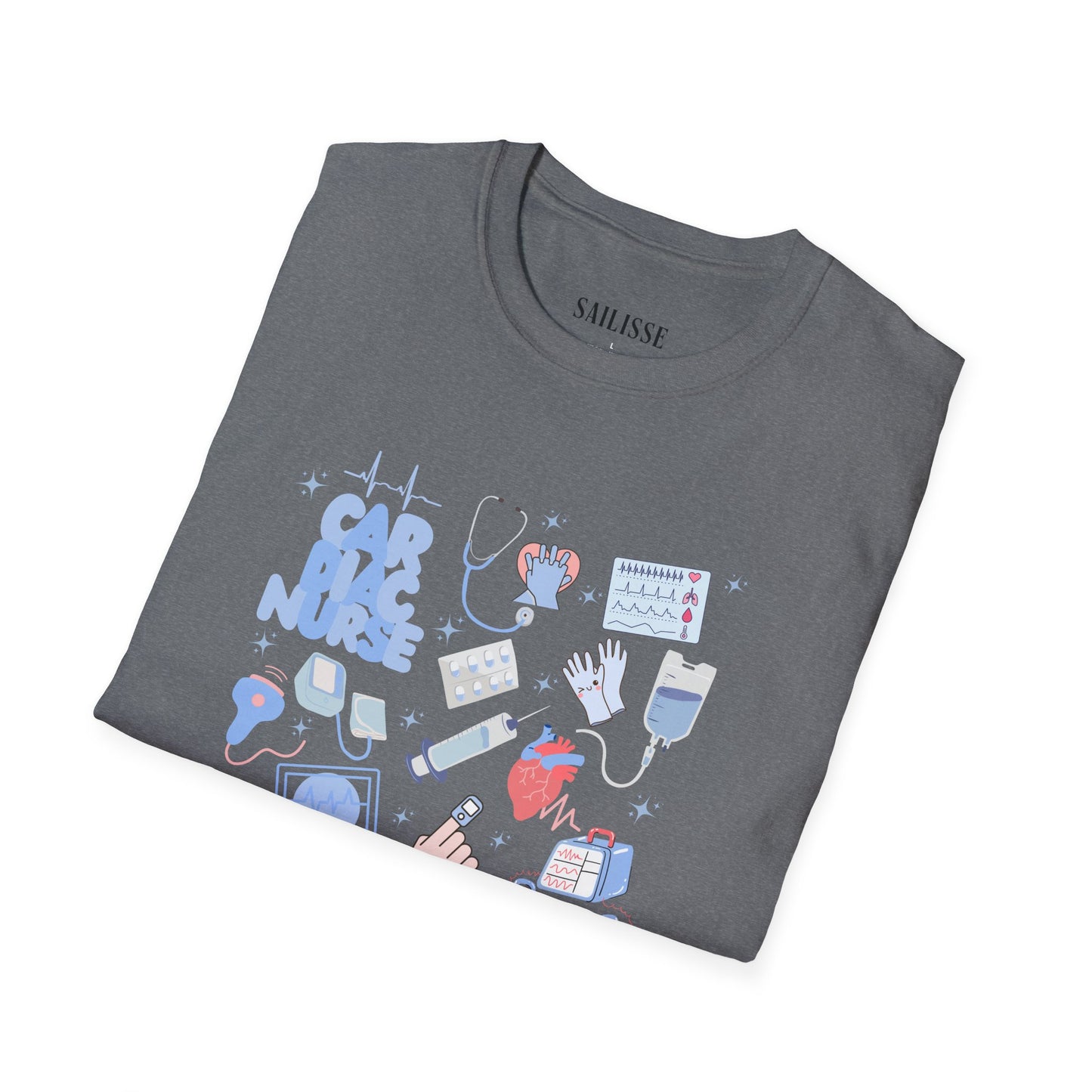 Cardiac Nurse Doodle Design Softstyle T-Shirt