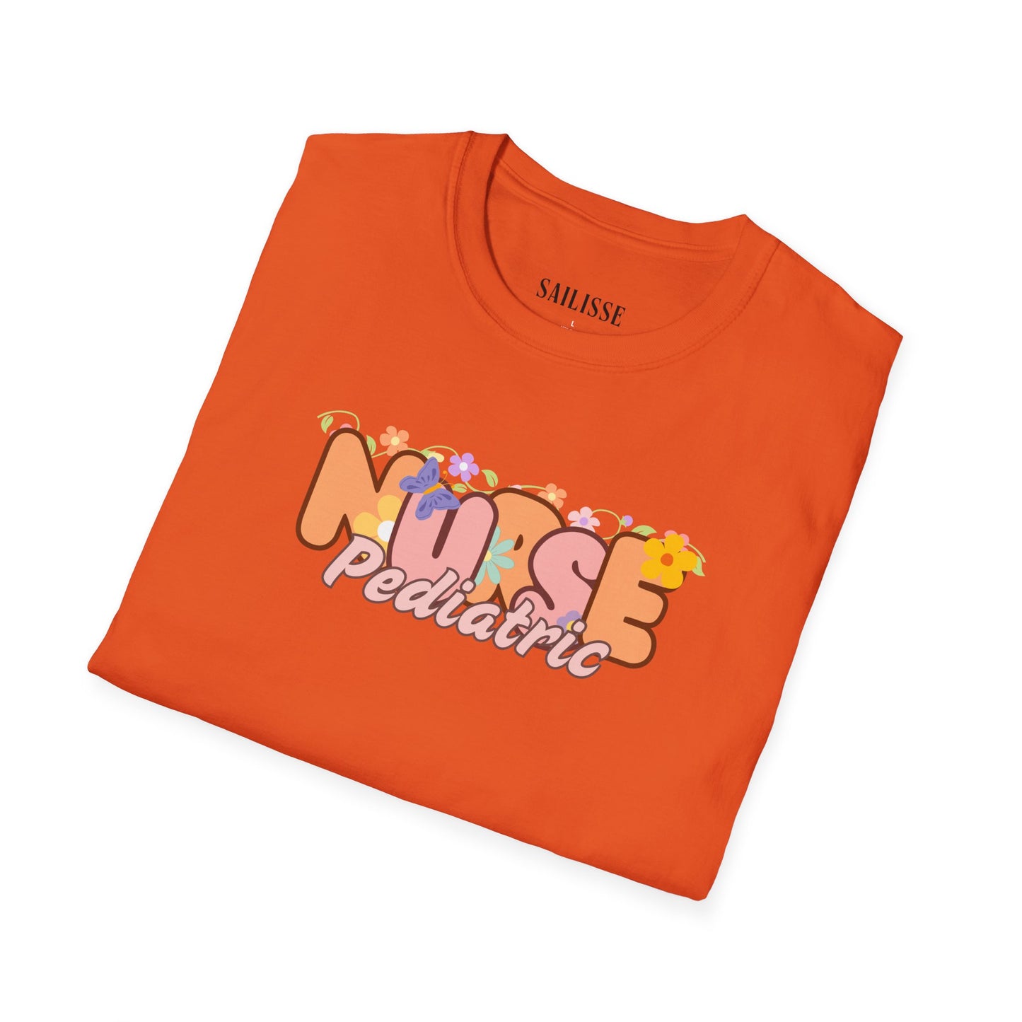 Pediatric Nurse Floral Design Softstyle T-Shirt