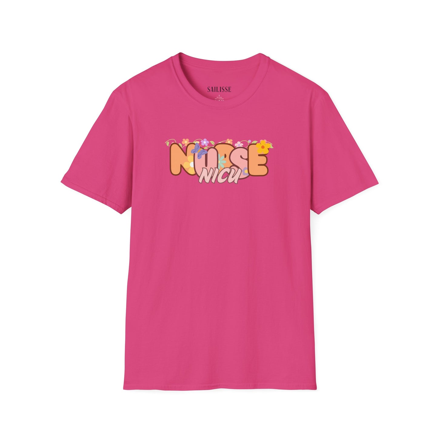 NICU Nurse Floral Design Softstyle T-Shirt