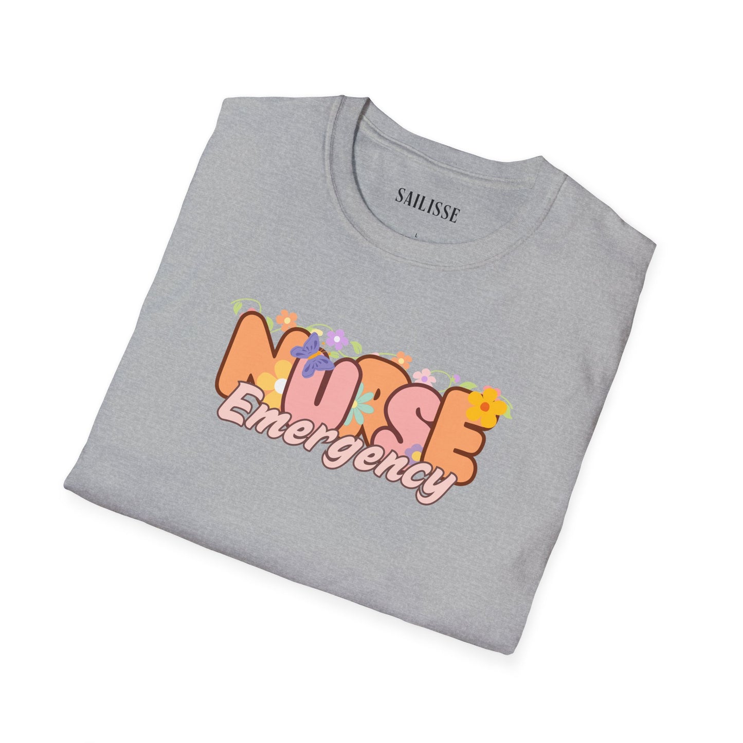 Emergency Nurse Floral Design Softstyle T-Shirt