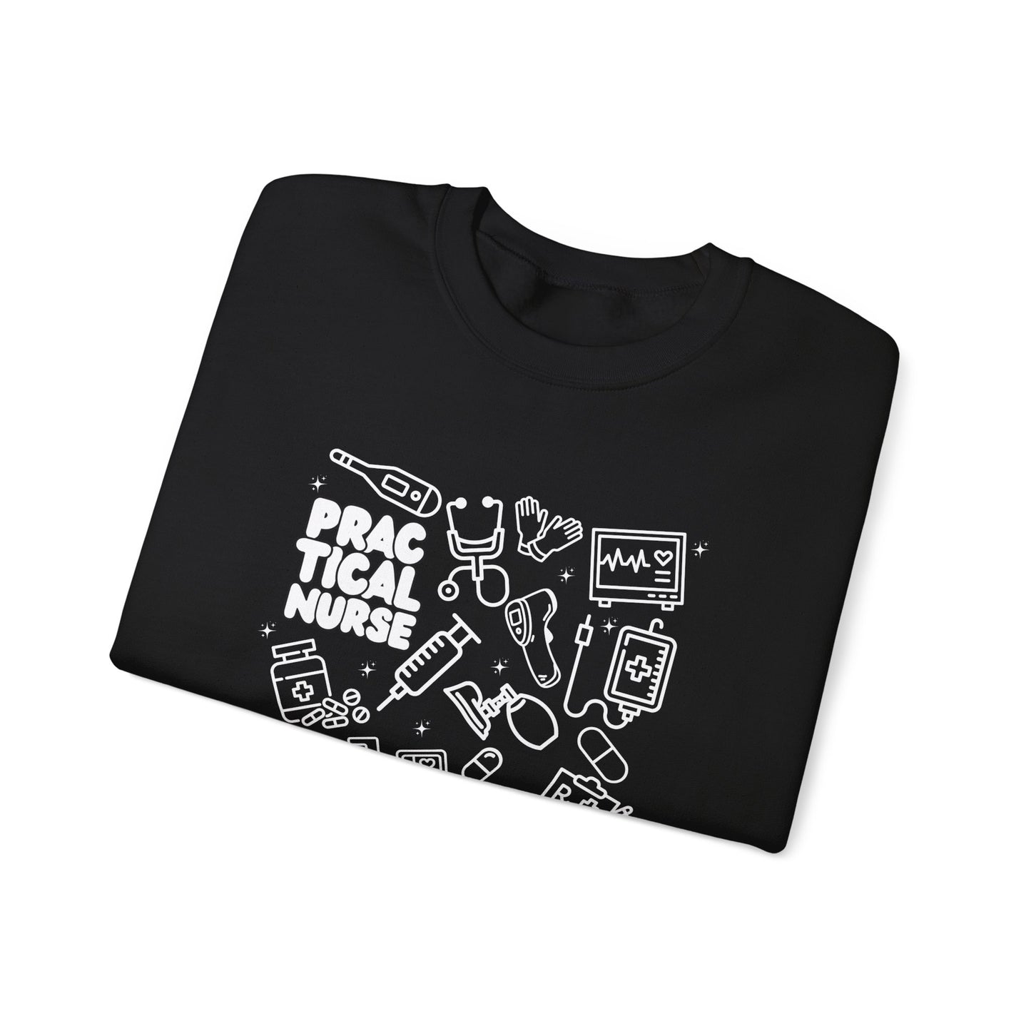 Practical Nurse White Outline Crewneck