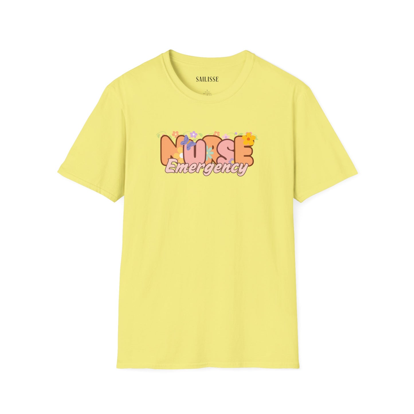 Emergency Nurse Floral Design Softstyle T-Shirt