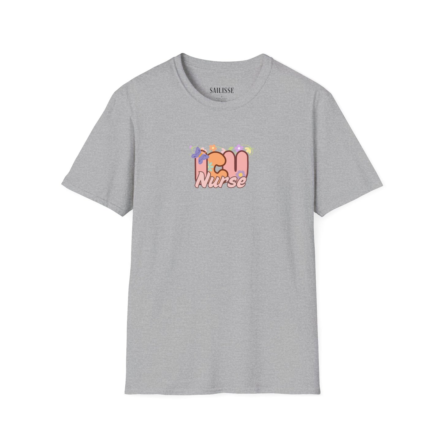 ICU Nurse Floral Design Softstyle T-Shirt