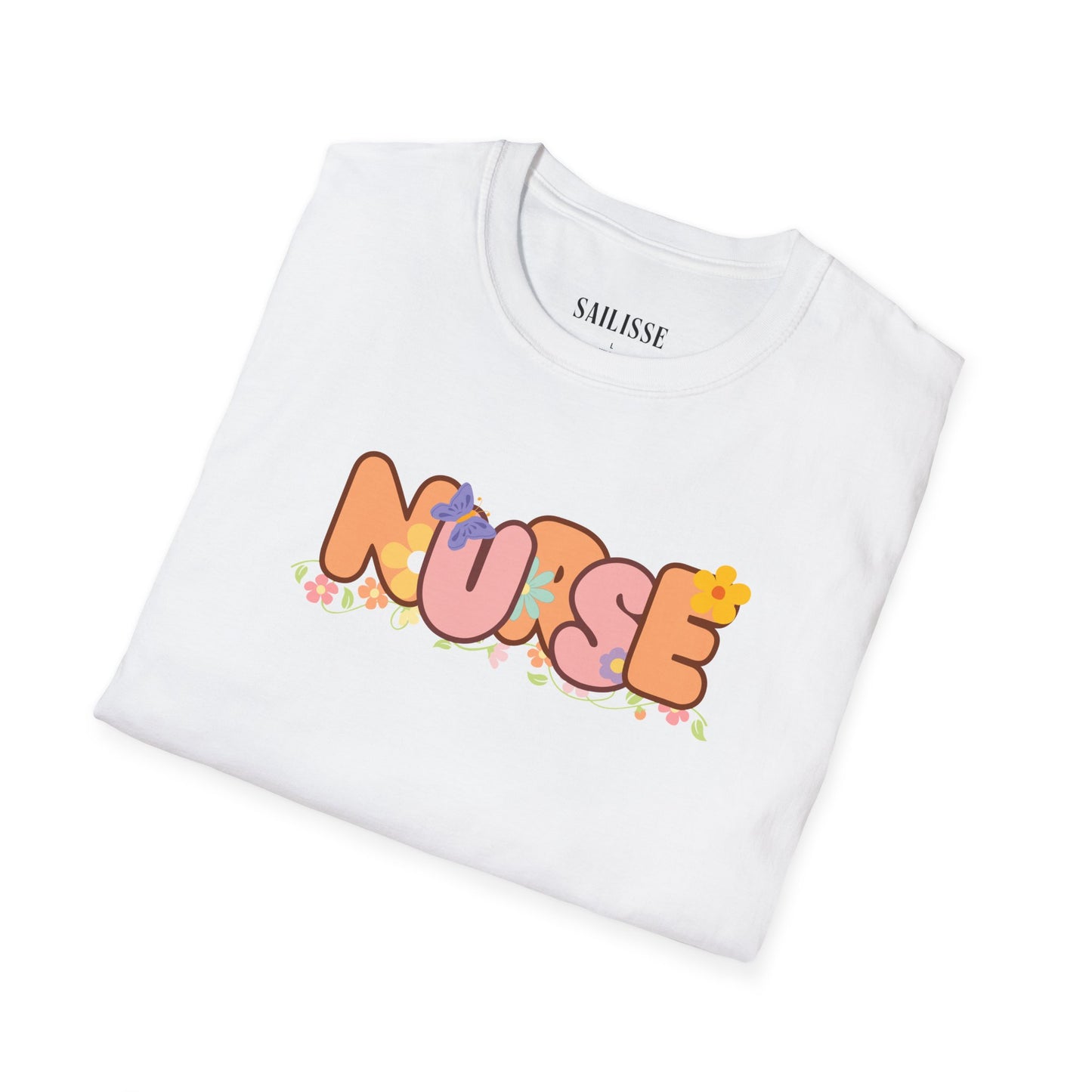 NURSE Floral Design Softstyle T-Shirt