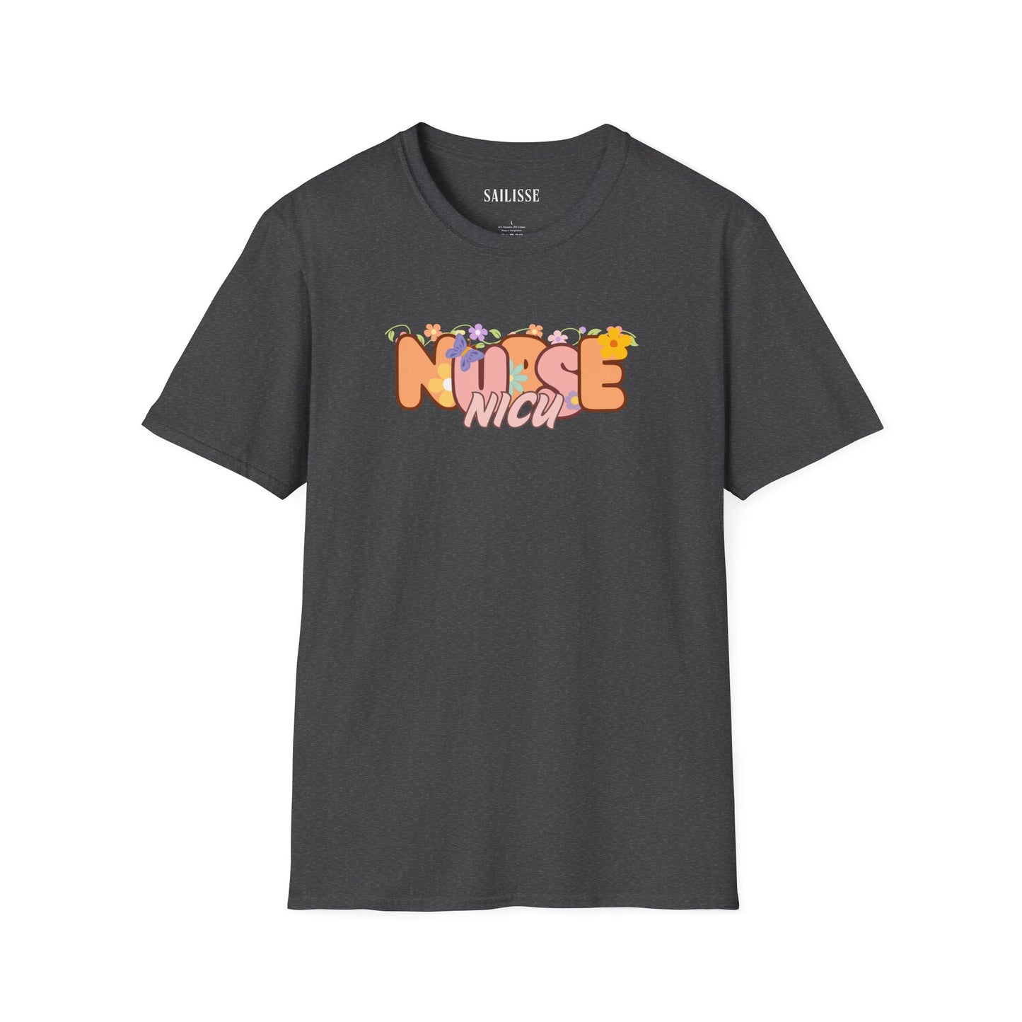 NICU Nurse Floral Design Softstyle T-Shirt