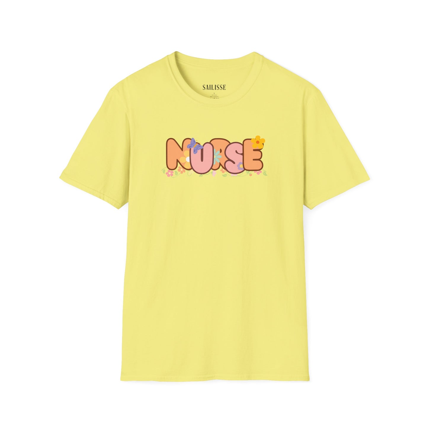 NURSE Floral Design Softstyle T-Shirt