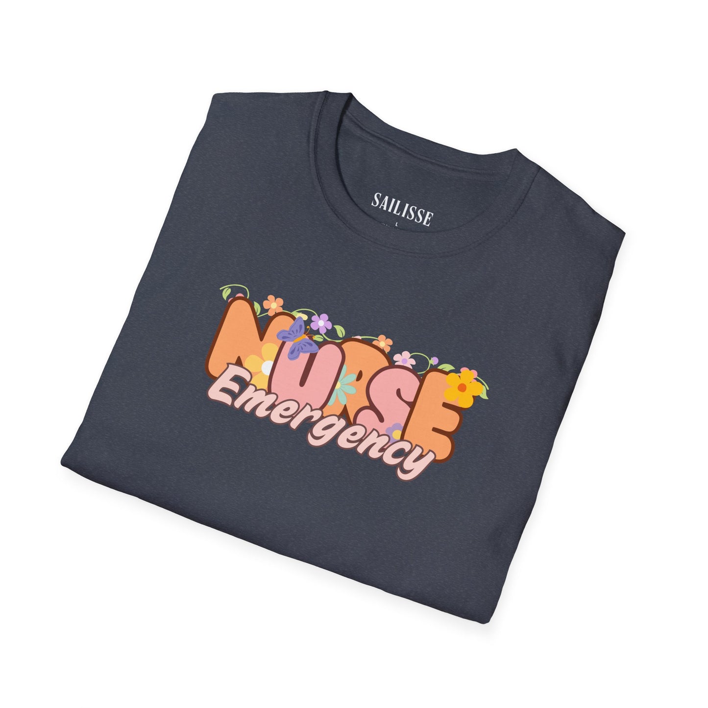 Emergency Nurse Floral Design Softstyle T-Shirt