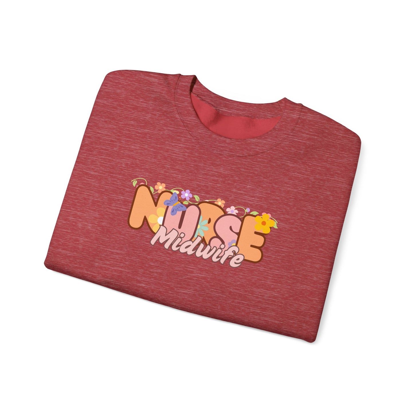 Midwife Nurse Floral Design Crewneck