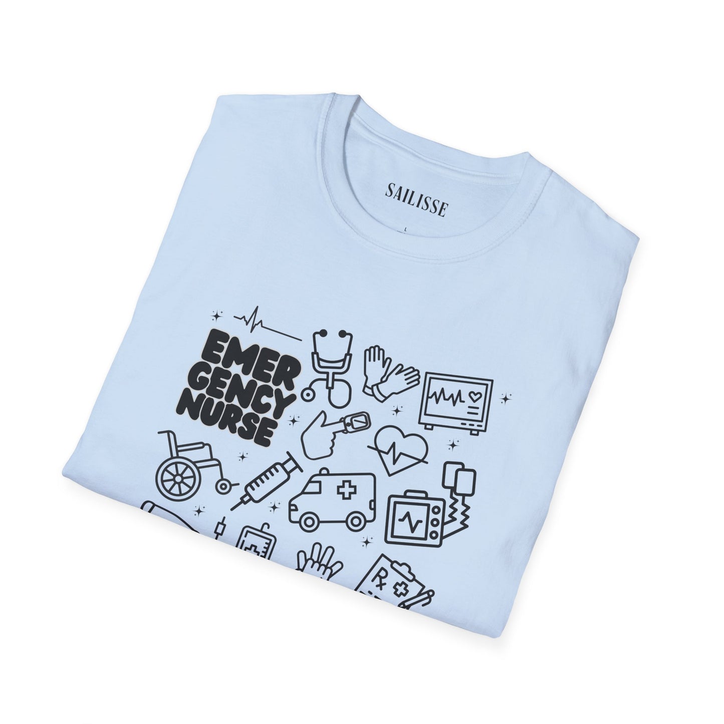 Emergency Nurse Black Outline T-Shirt