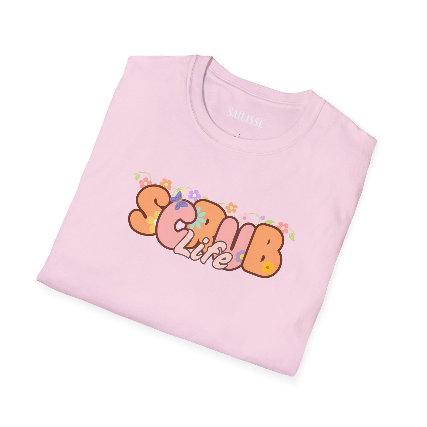 Scrub Life Floral Design Softstyle T-Shirt