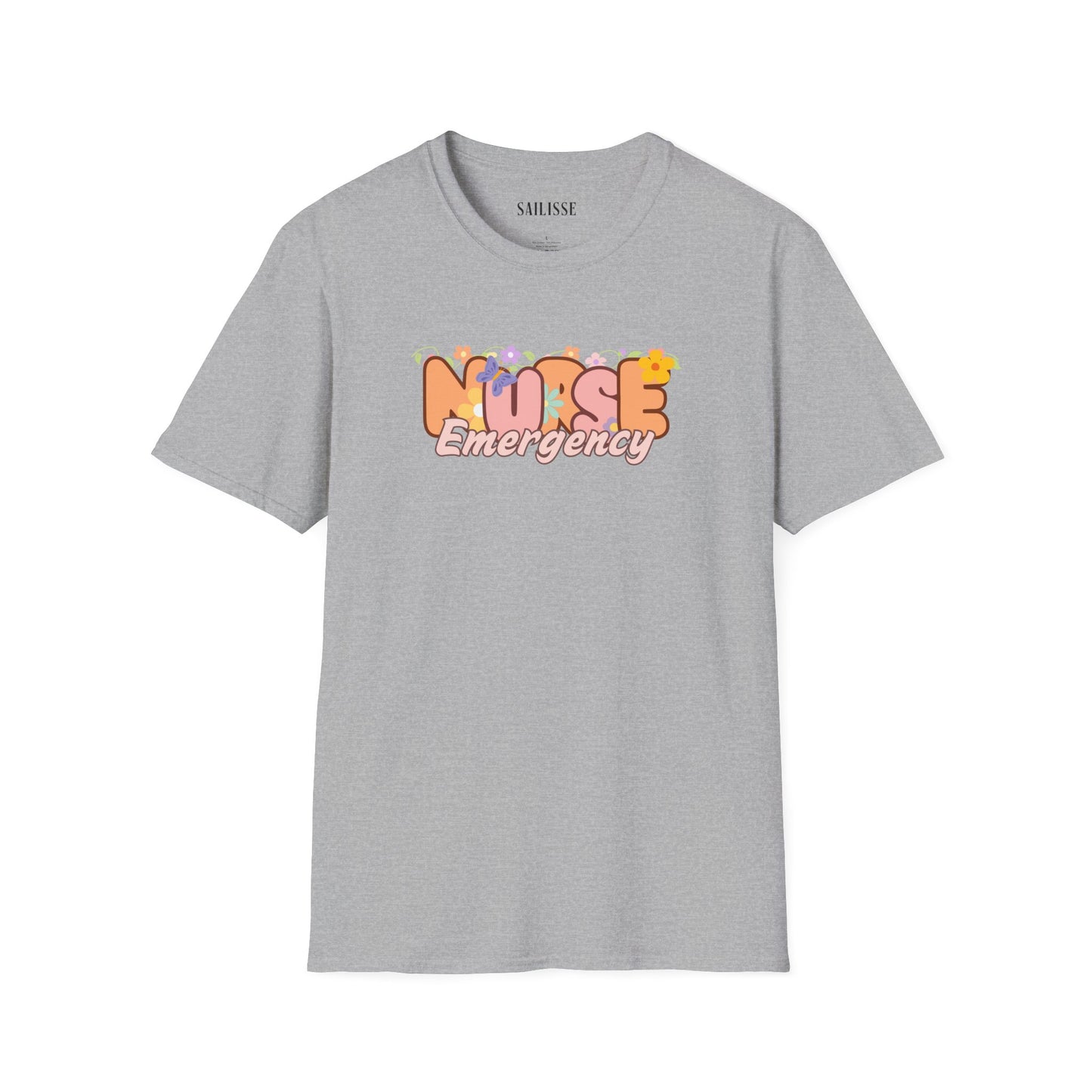 Emergency Nurse Floral Design Softstyle T-Shirt