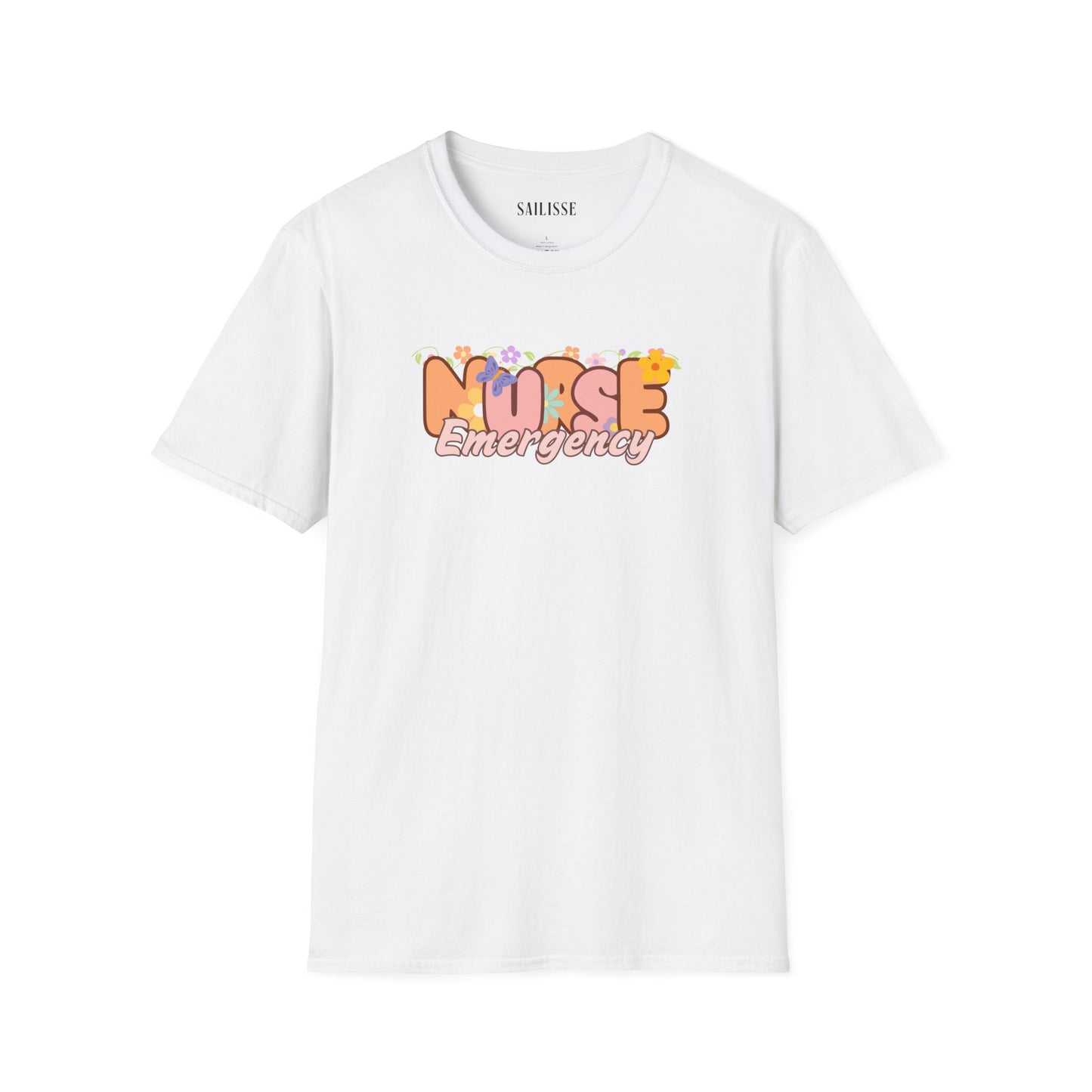 Emergency Nurse Floral Design Softstyle T-Shirt