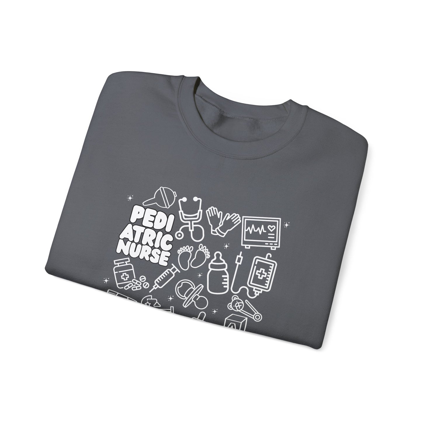 Pediatric Nurse White Outline Crewneck