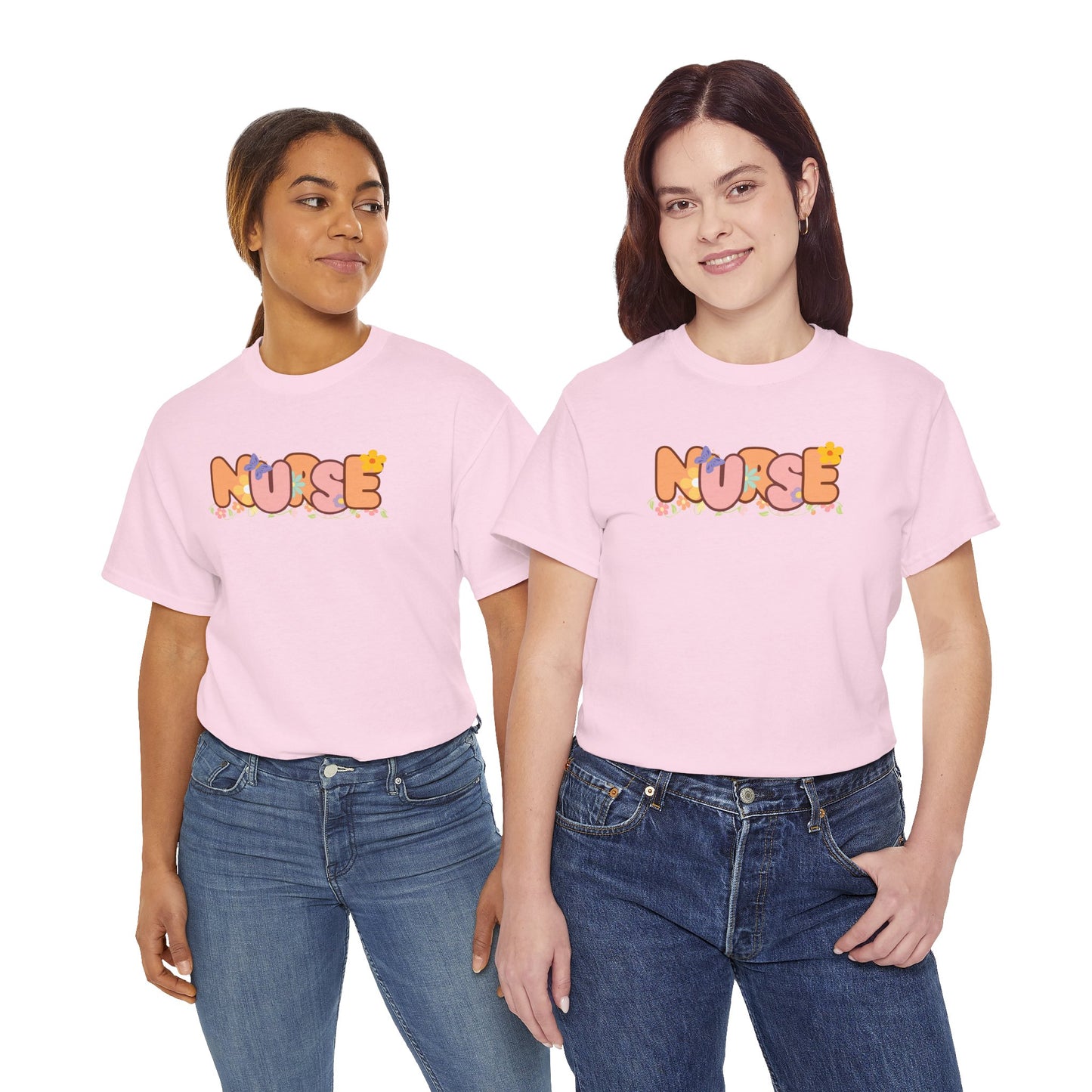 Nurse Floral Design Light Pink Softstyle T-Shirt