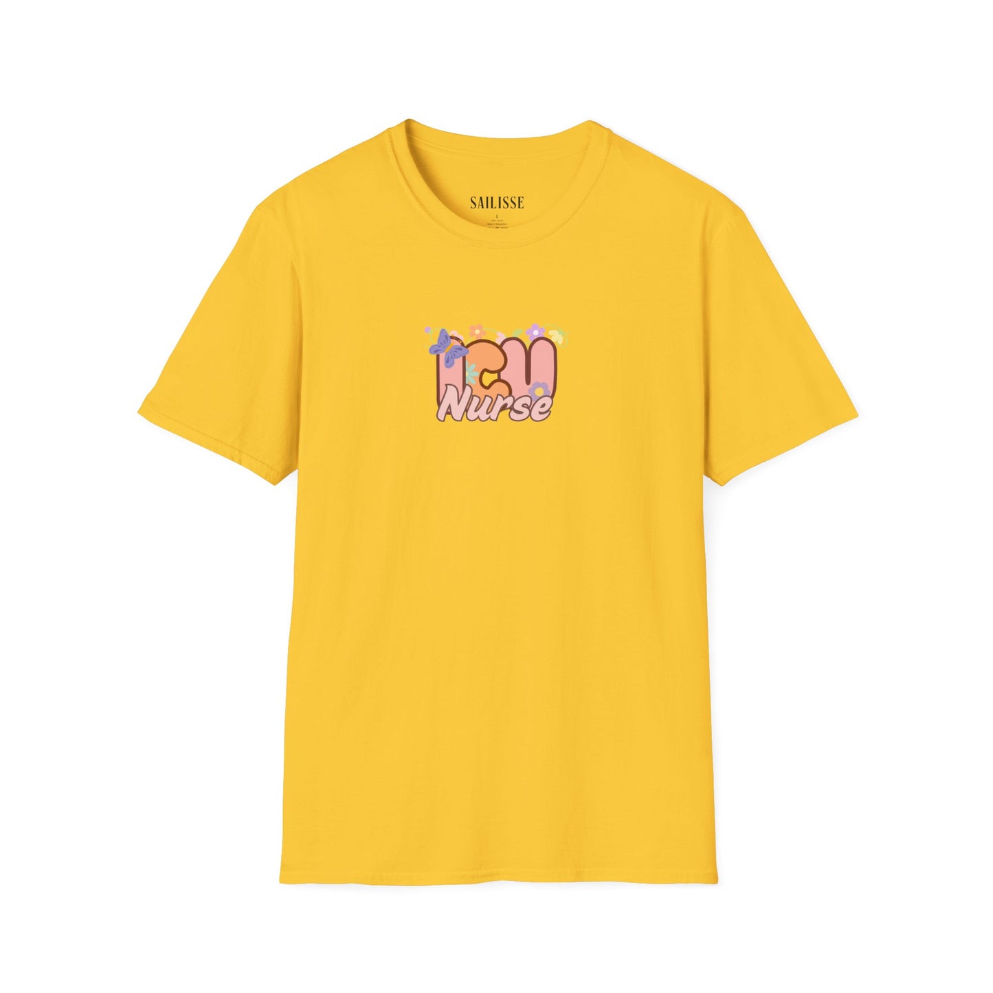 ICU Nurse Floral Design Softstyle T-Shirt