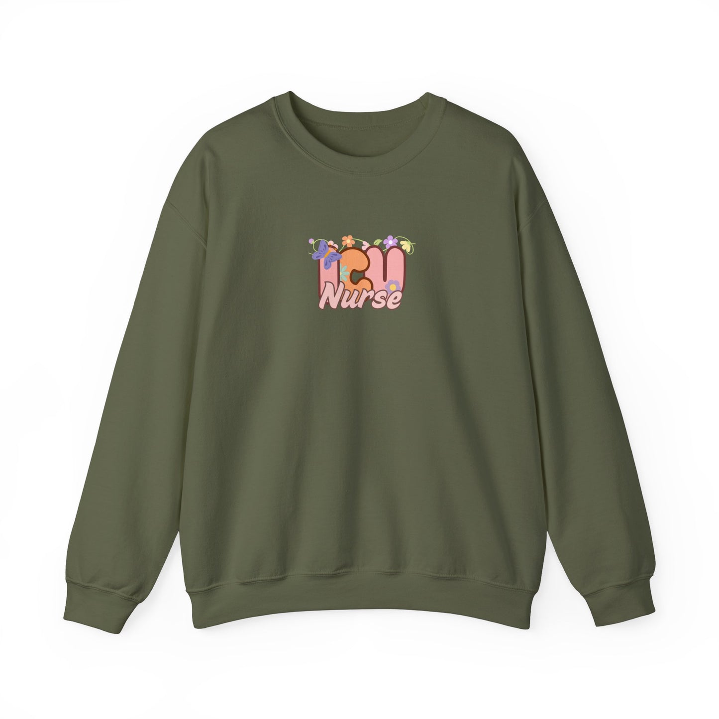 ICU Nurse Floral Design Crewneck