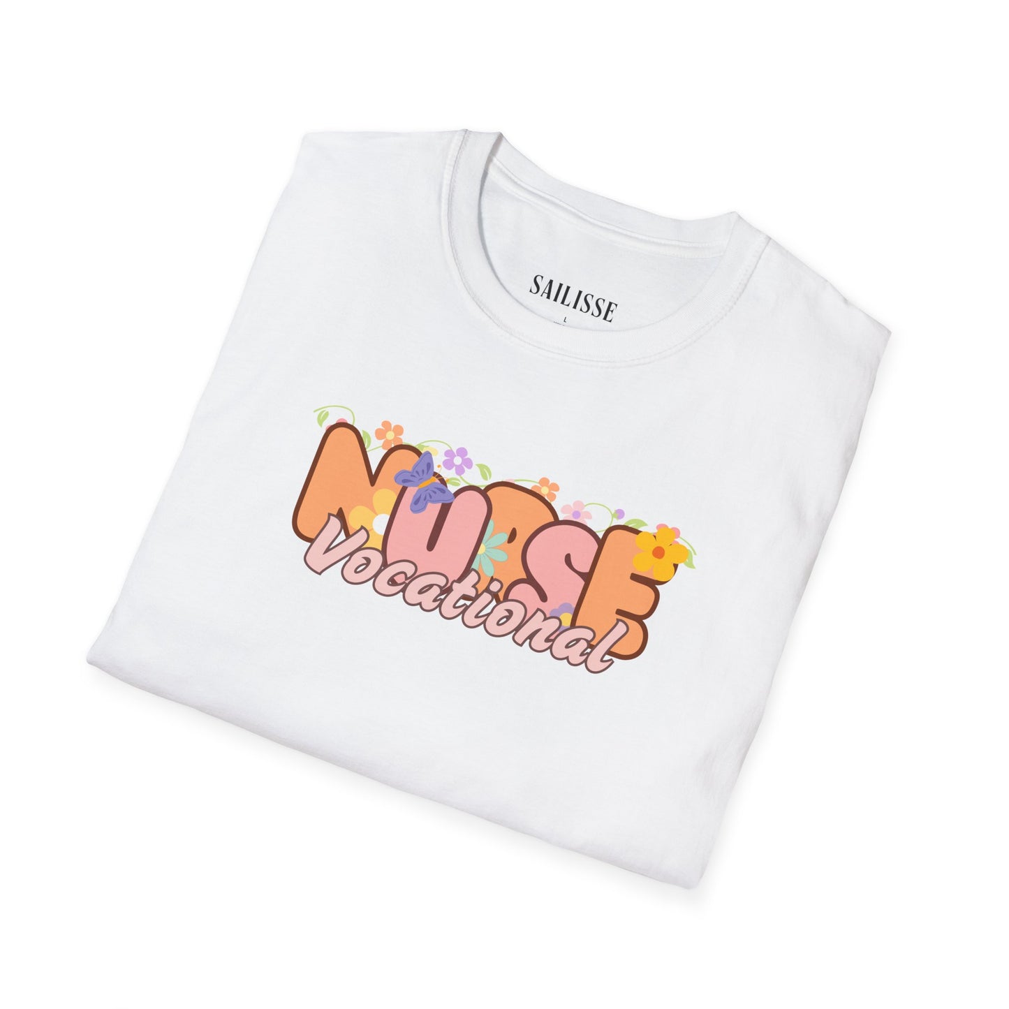 Vocational Nurse Floral Design Softstyle T-Shirt