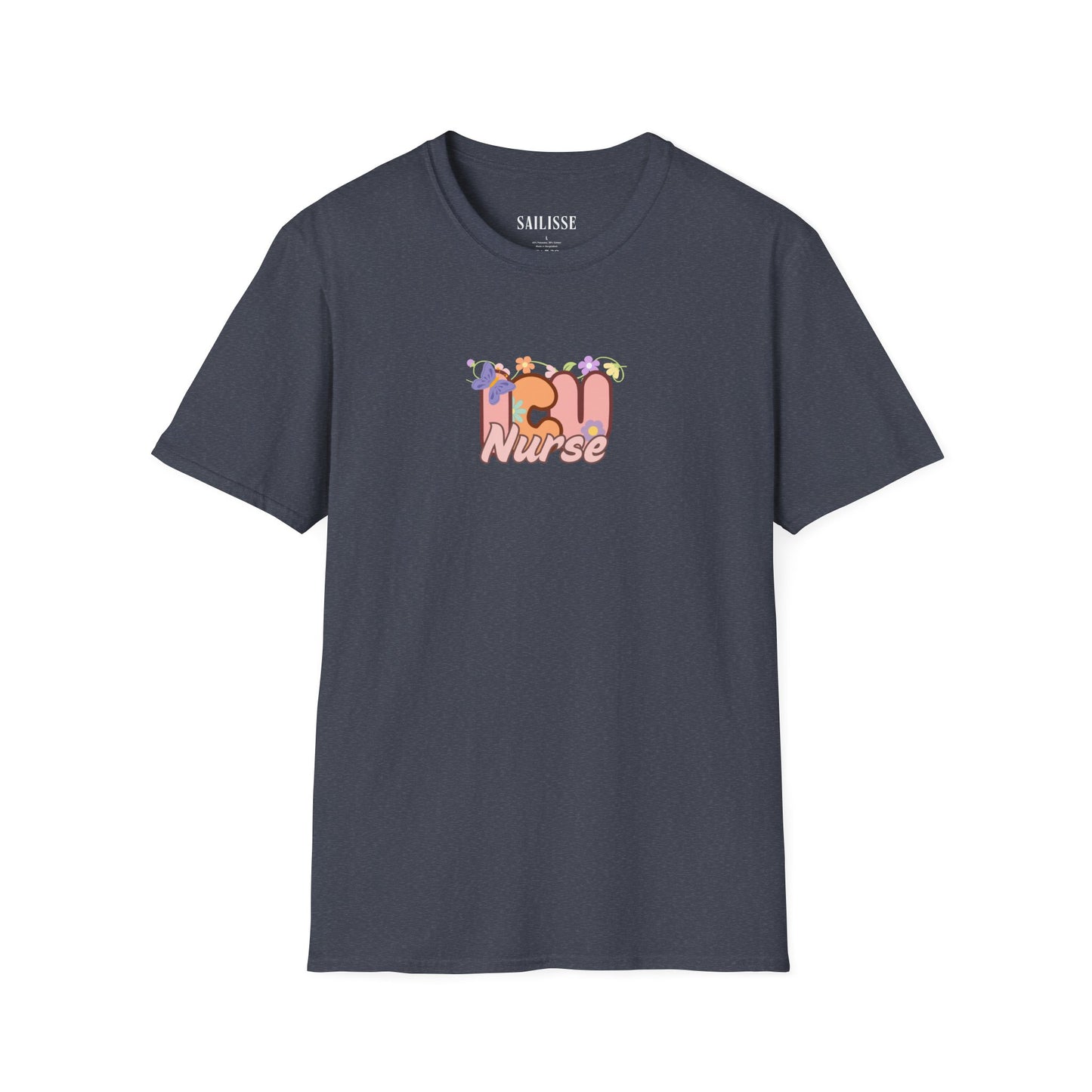ICU Nurse Floral Design Softstyle T-Shirt