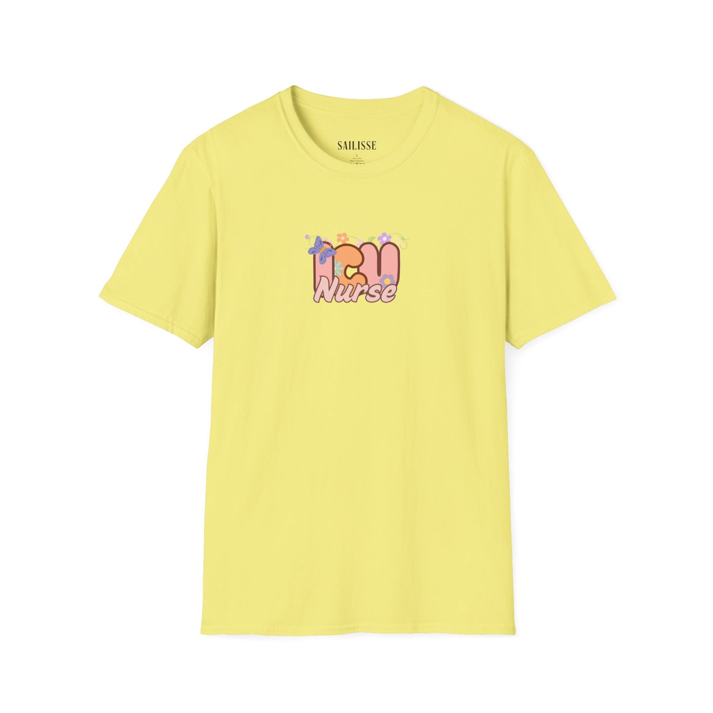 ICU Nurse Floral Design Softstyle T-Shirt