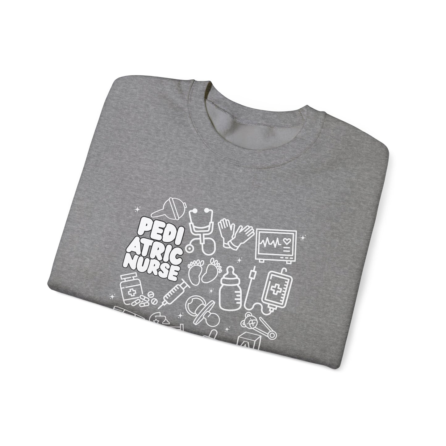 Pediatric Nurse White Outline Crewneck