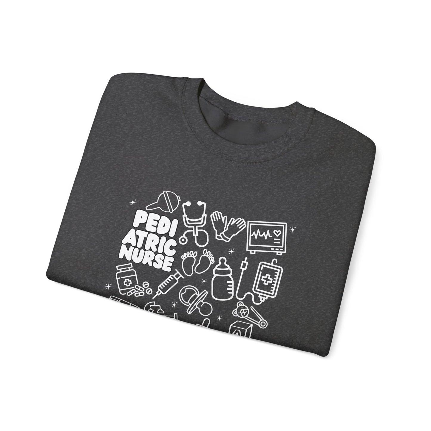Pediatric Nurse White Outline Crewneck