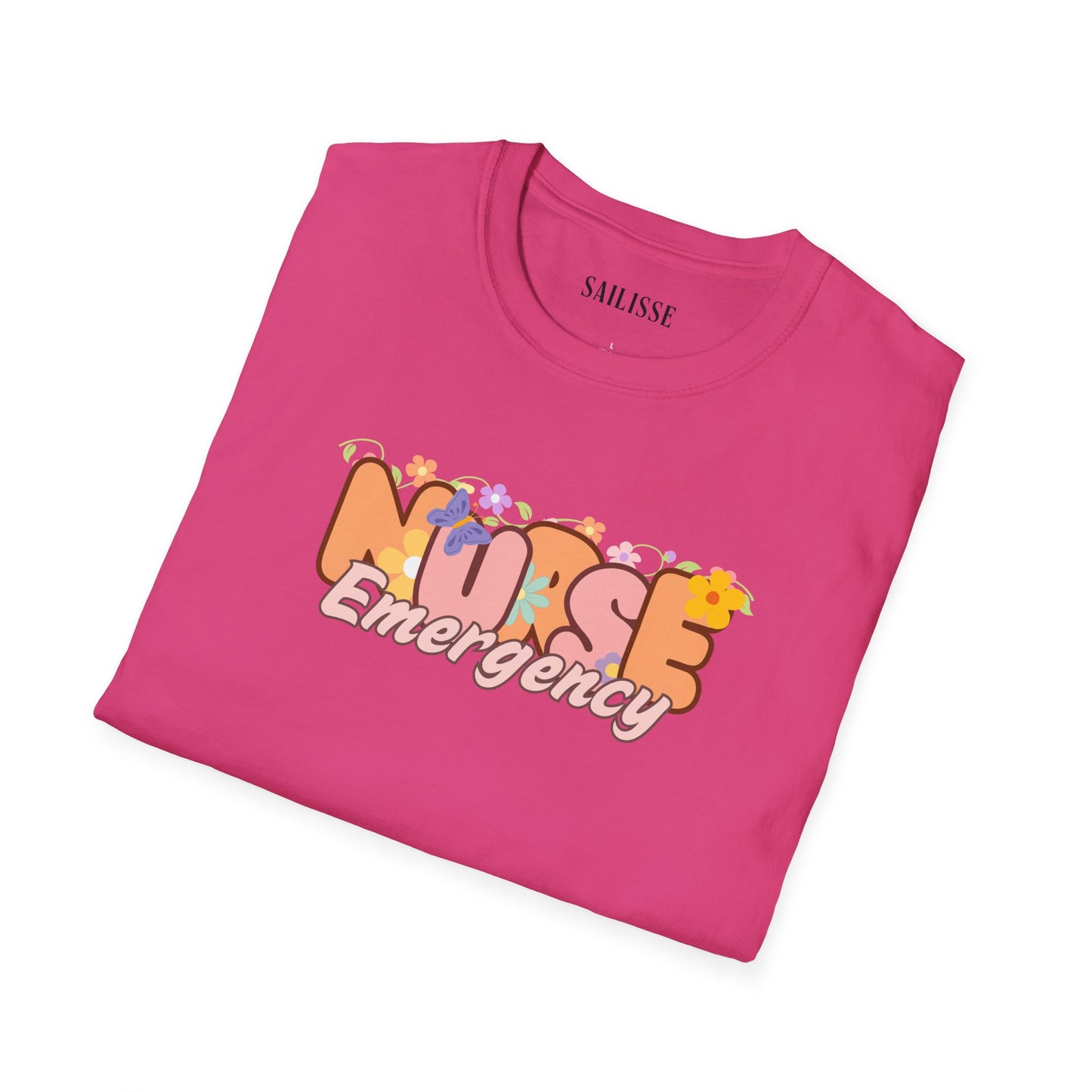 Emergency Nurse Floral Design Softstyle T-Shirt