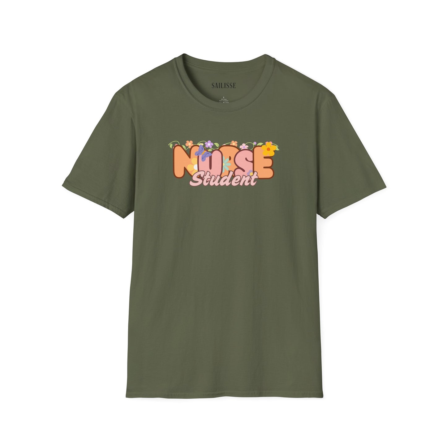 Student Nurse Floral Design Softstyle T-Shirt