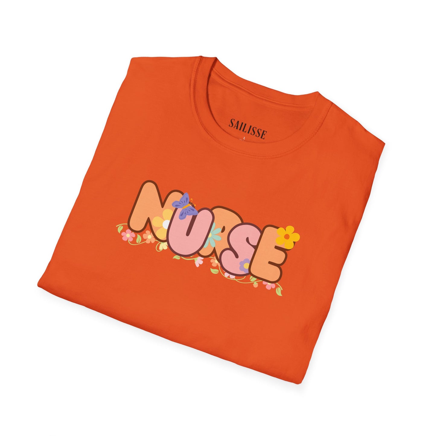 NURSE Floral Design Softstyle T-Shirt