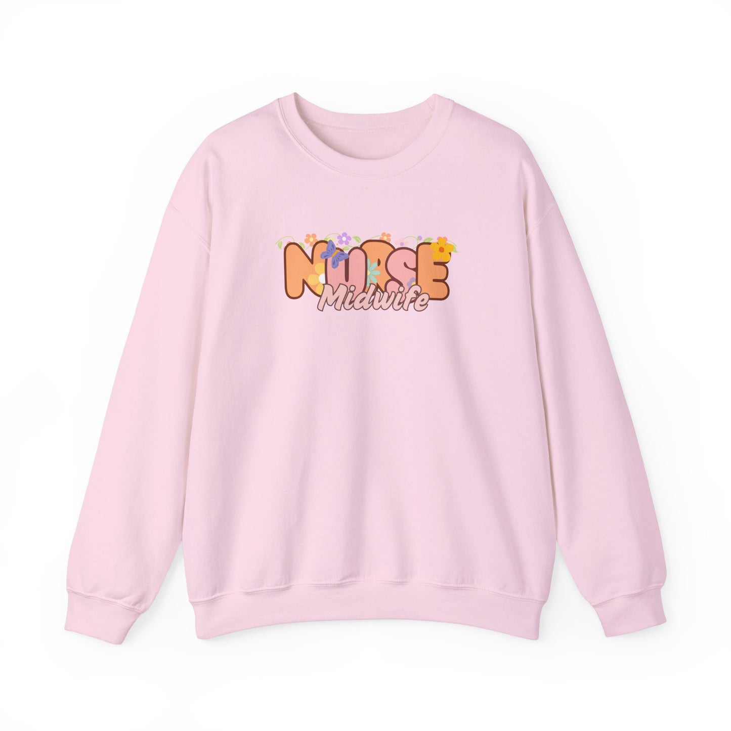 Midwife Nurse Floral Design Crewneck