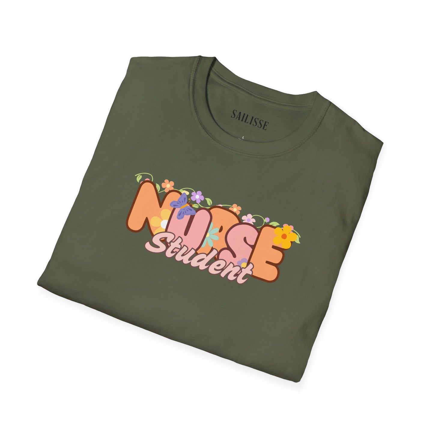 Student Nurse Floral Design Softstyle T-Shirt