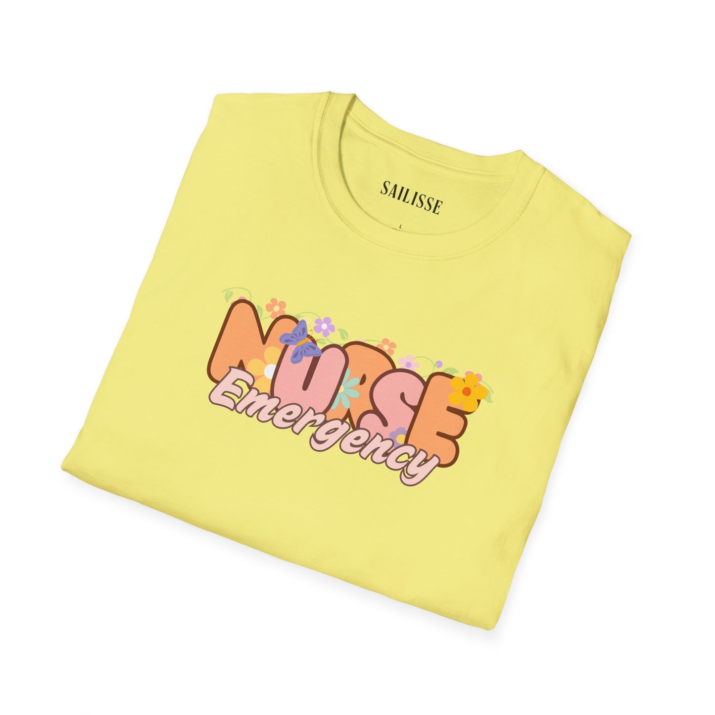 Emergency Nurse Floral Design Softstyle T-Shirt