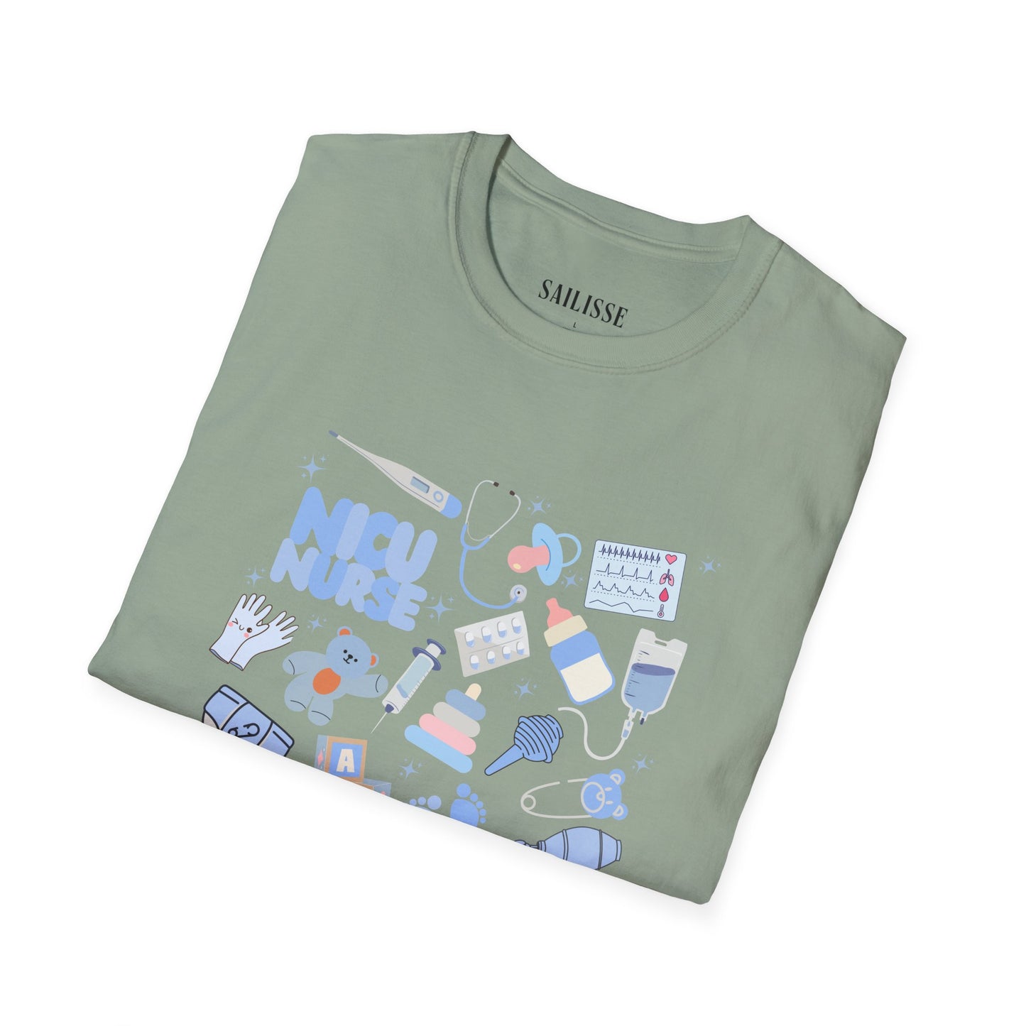 NICU Nurse Doodle Design Softstyle T-Shirt