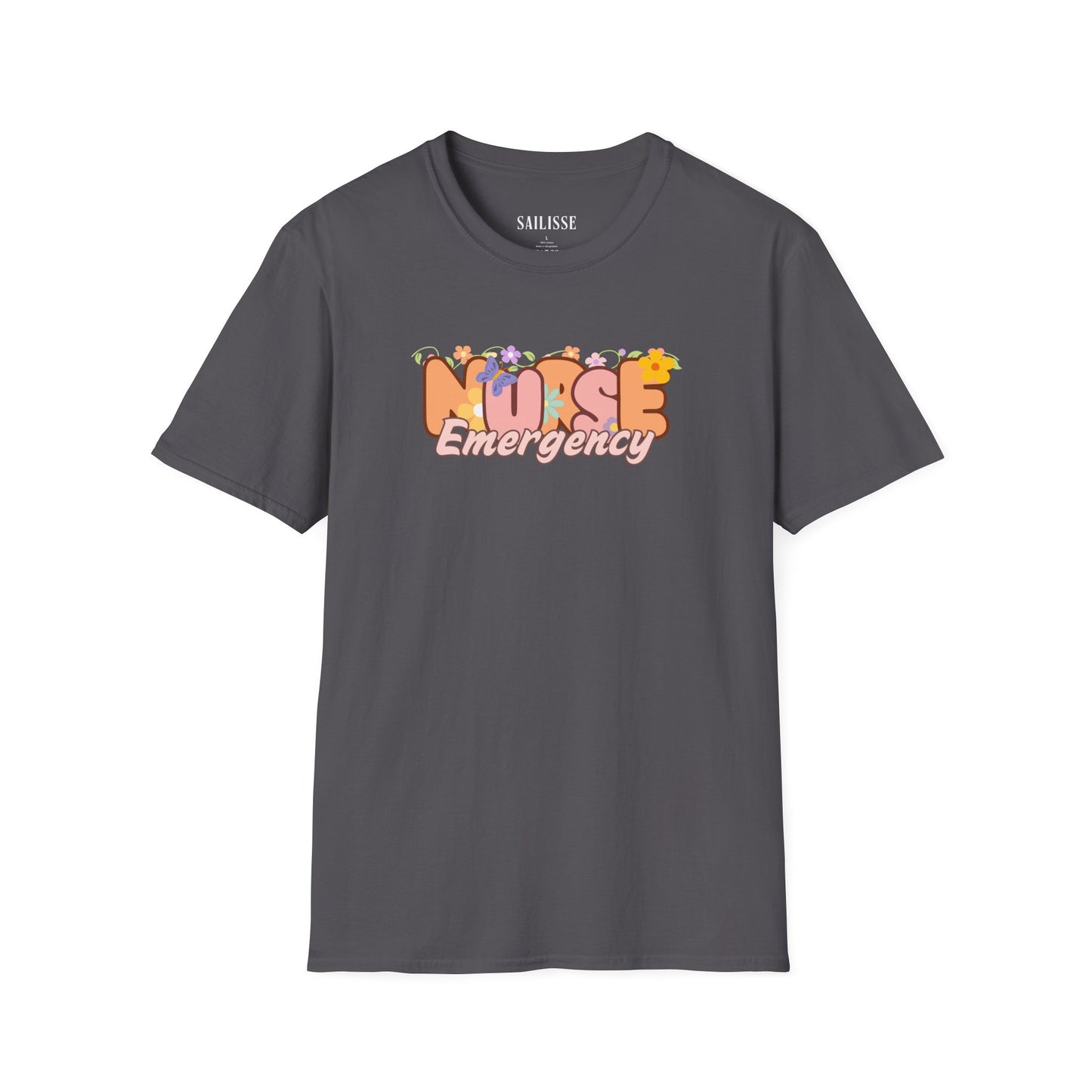 Emergency Nurse Floral Design Softstyle T-Shirt
