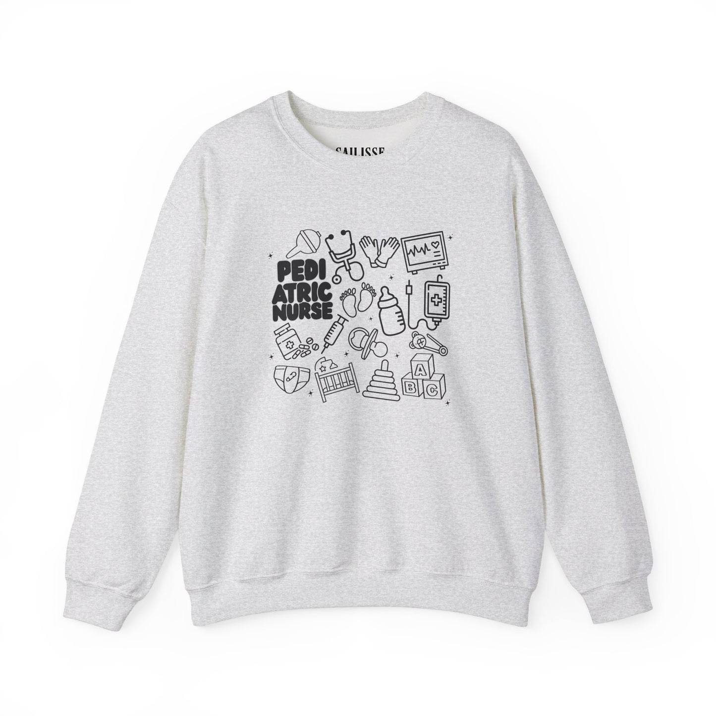 Pediatric Nurse Black Outline Crewneck