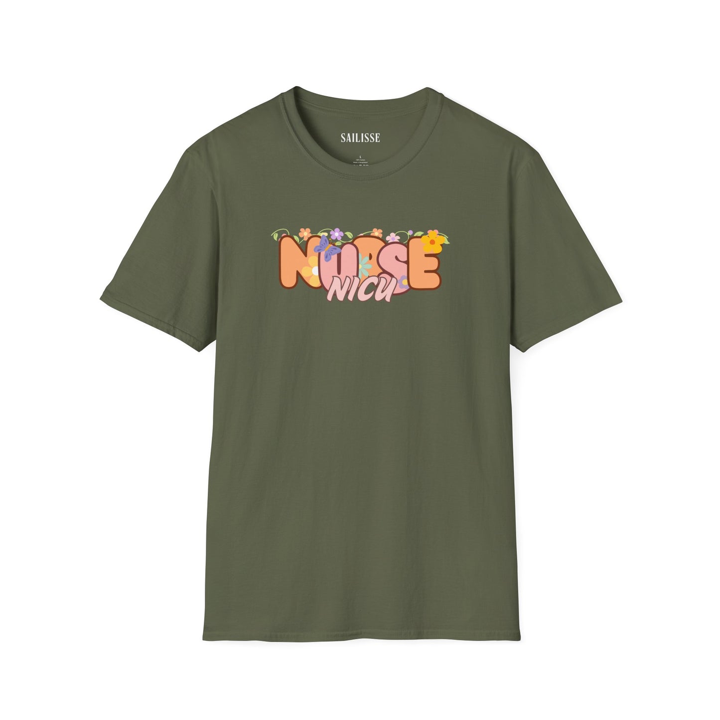 NICU Nurse Floral Design Softstyle T-Shirt