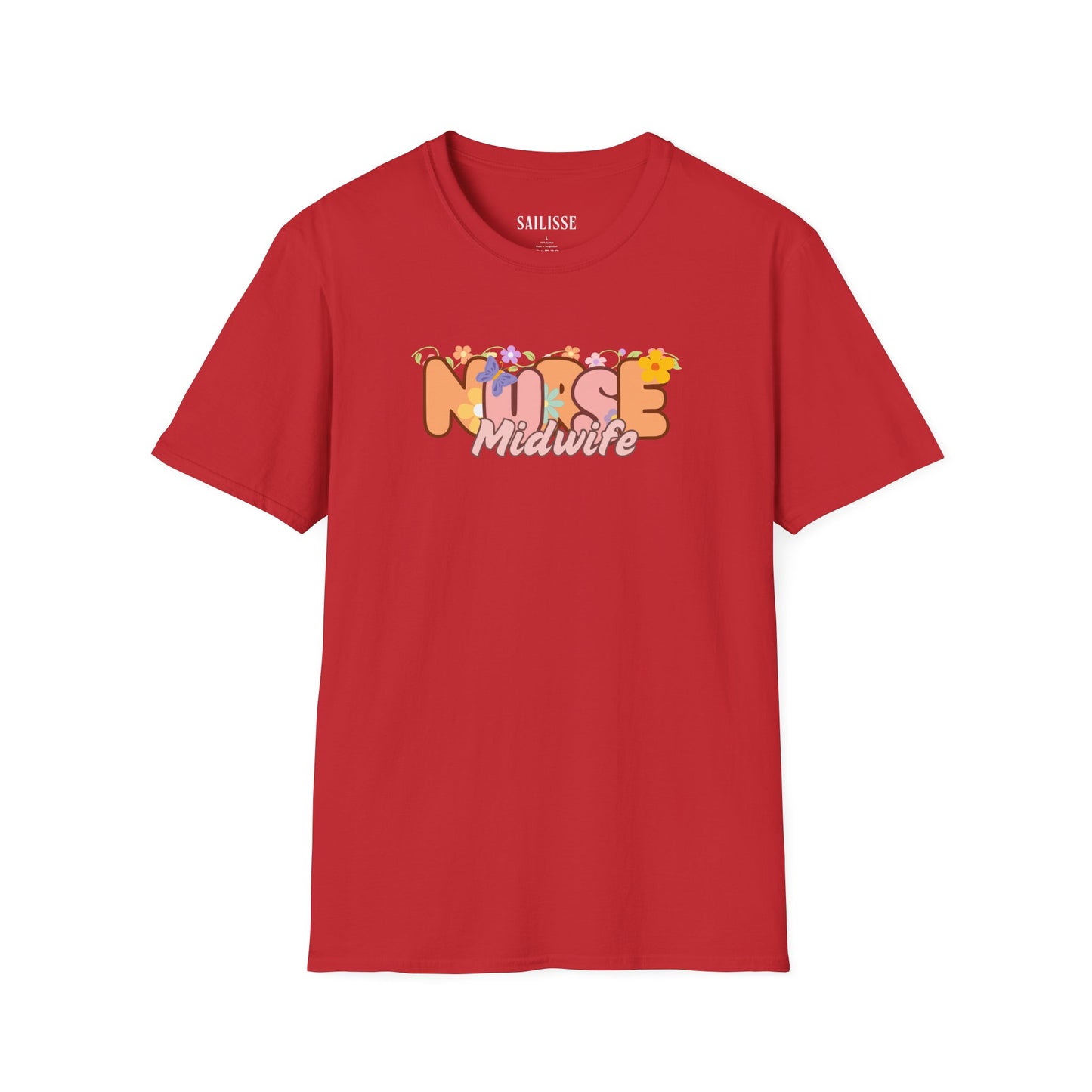 Nurse Midwife Floral Design Softstyle T-Shirt